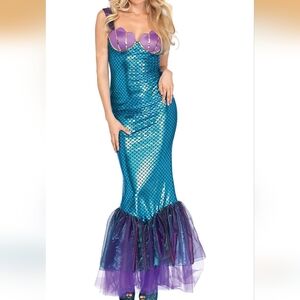 Shimmering Mermaid Costume Dress in Teal & Purple Size S